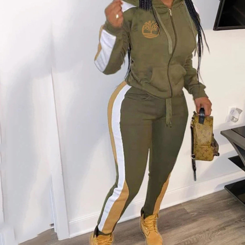 Two piece hooded zipper set