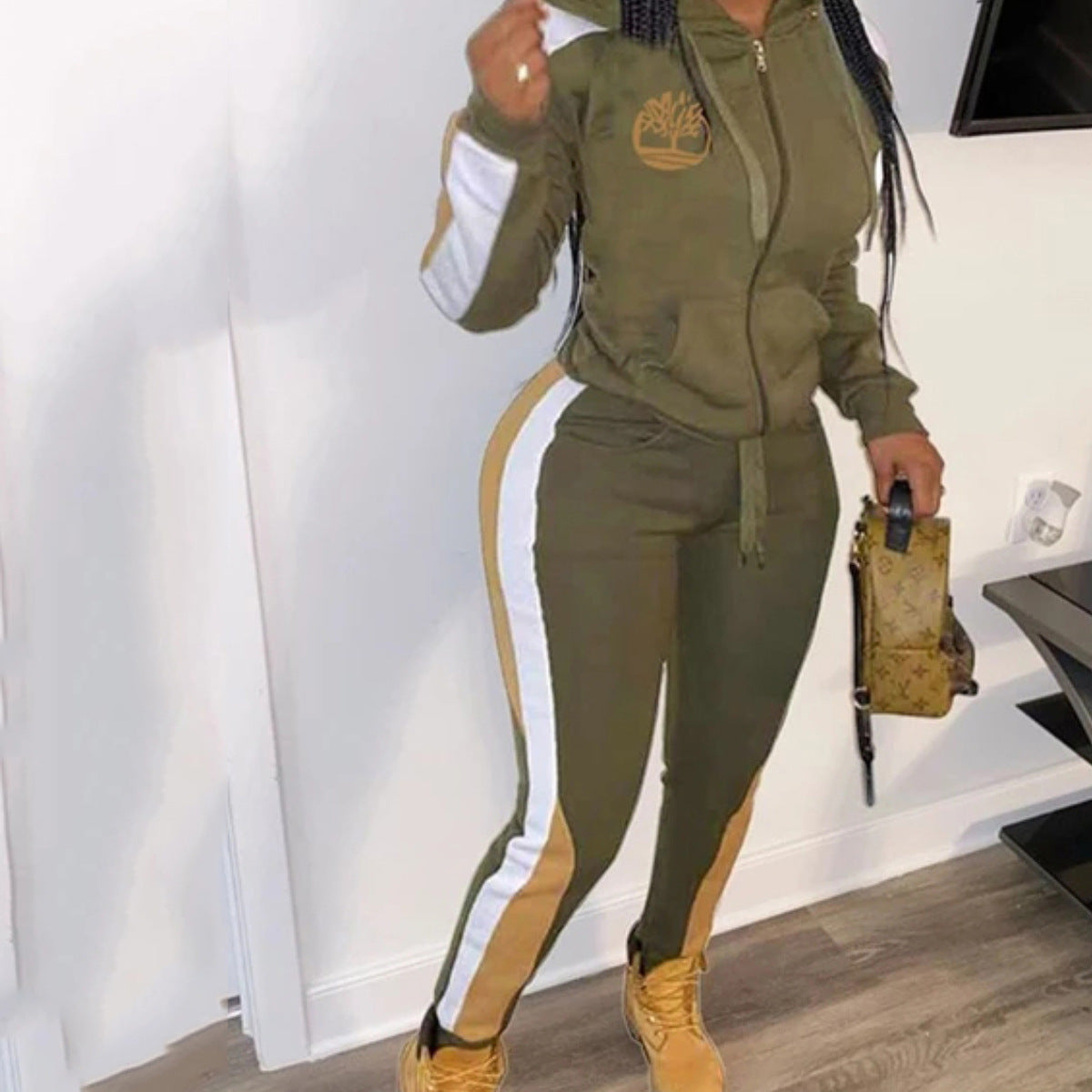 Two piece hooded zipper set