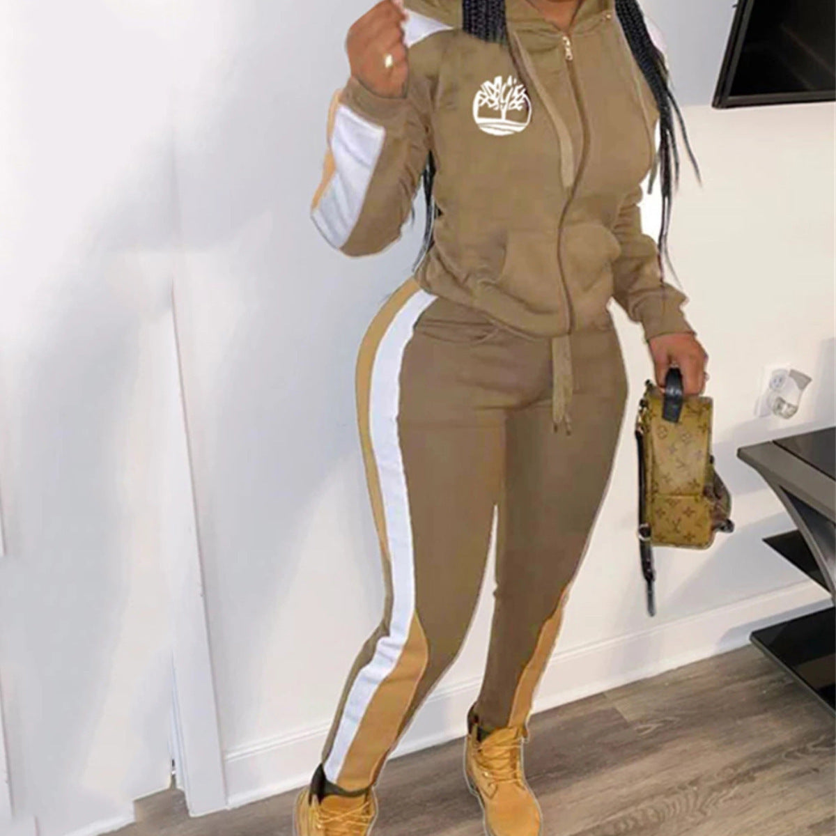 Two piece hooded zipper set