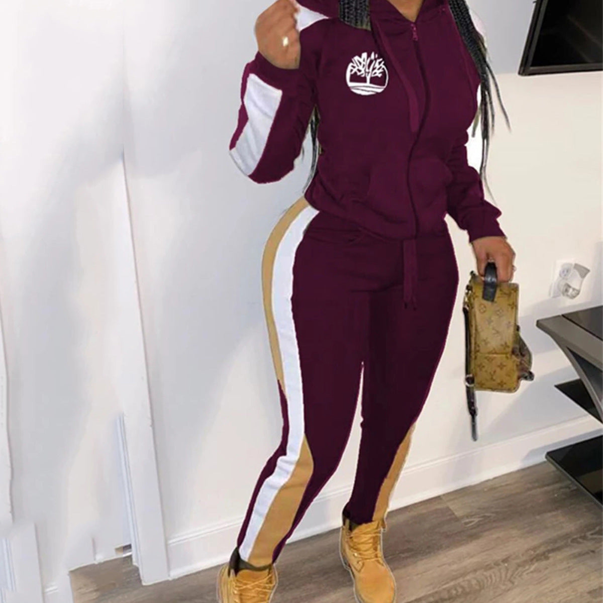 Two piece hooded zipper set