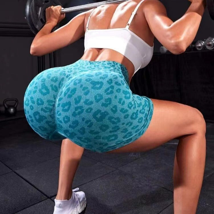 High Waist Leopard-print Shorts Fitness Yoga Shorts