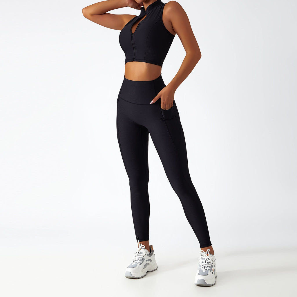 Breathable Zipper Long Sleeve Yoga Suit