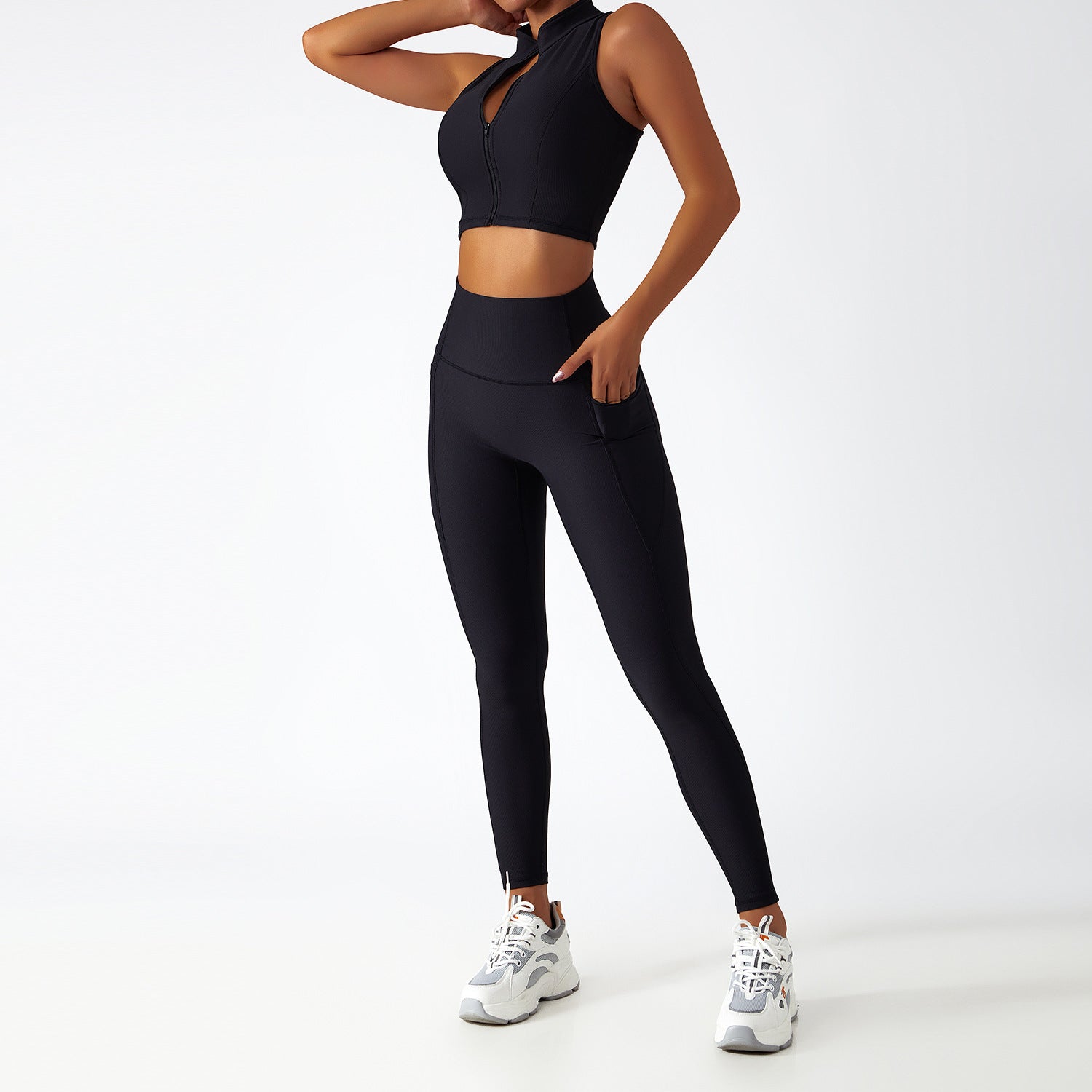 Breathable Zipper Long Sleeve Yoga Suit