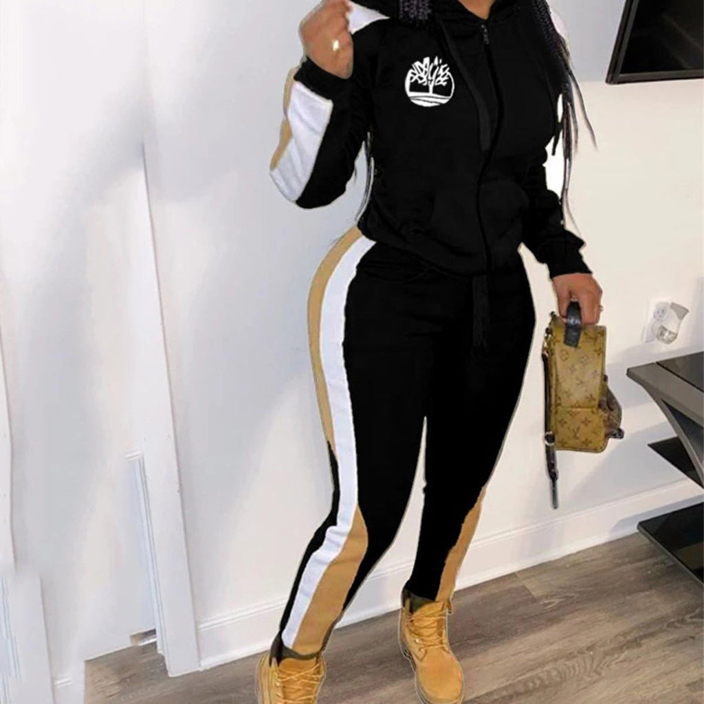 Two piece hooded zipper set