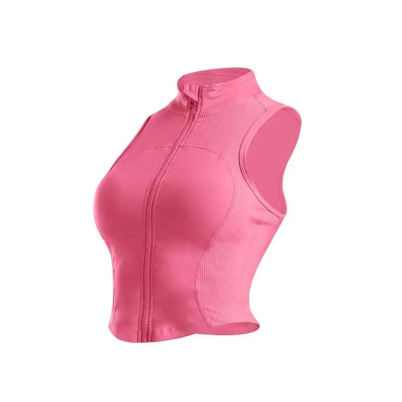 Women Sleeveless Zipper Yoga Tops