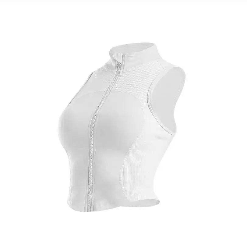 Women Sleeveless Zipper Yoga Tops