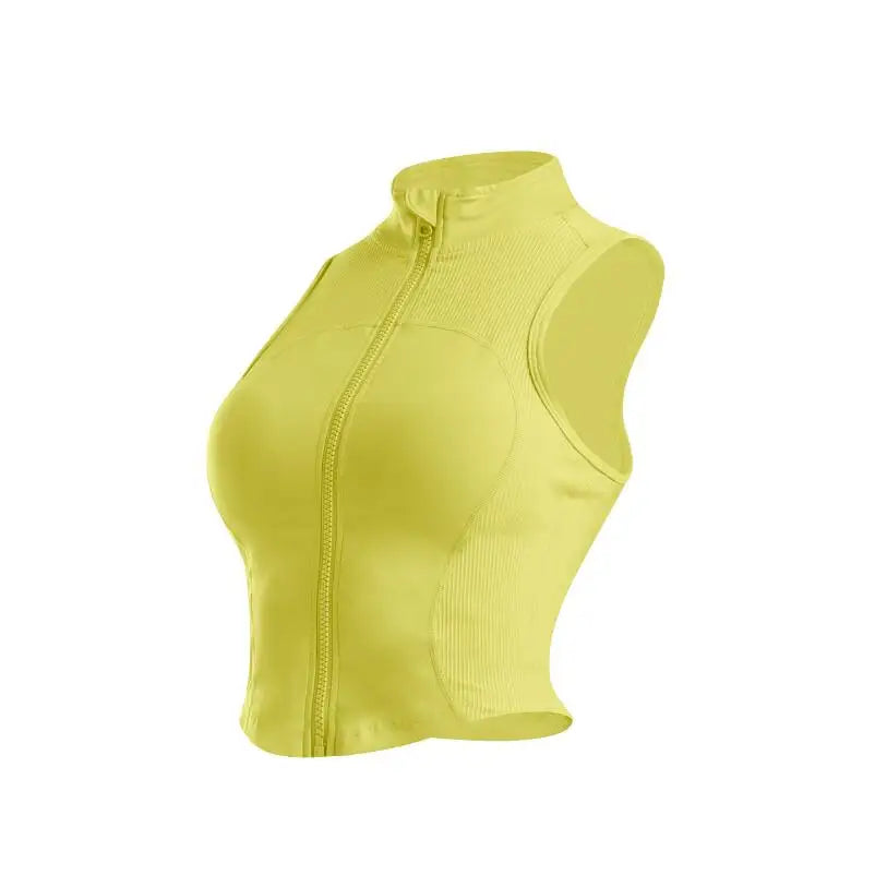 Women Sleeveless Zipper Yoga Tops
