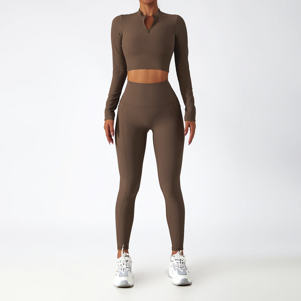 Breathable Zipper Long Sleeve Yoga Suit