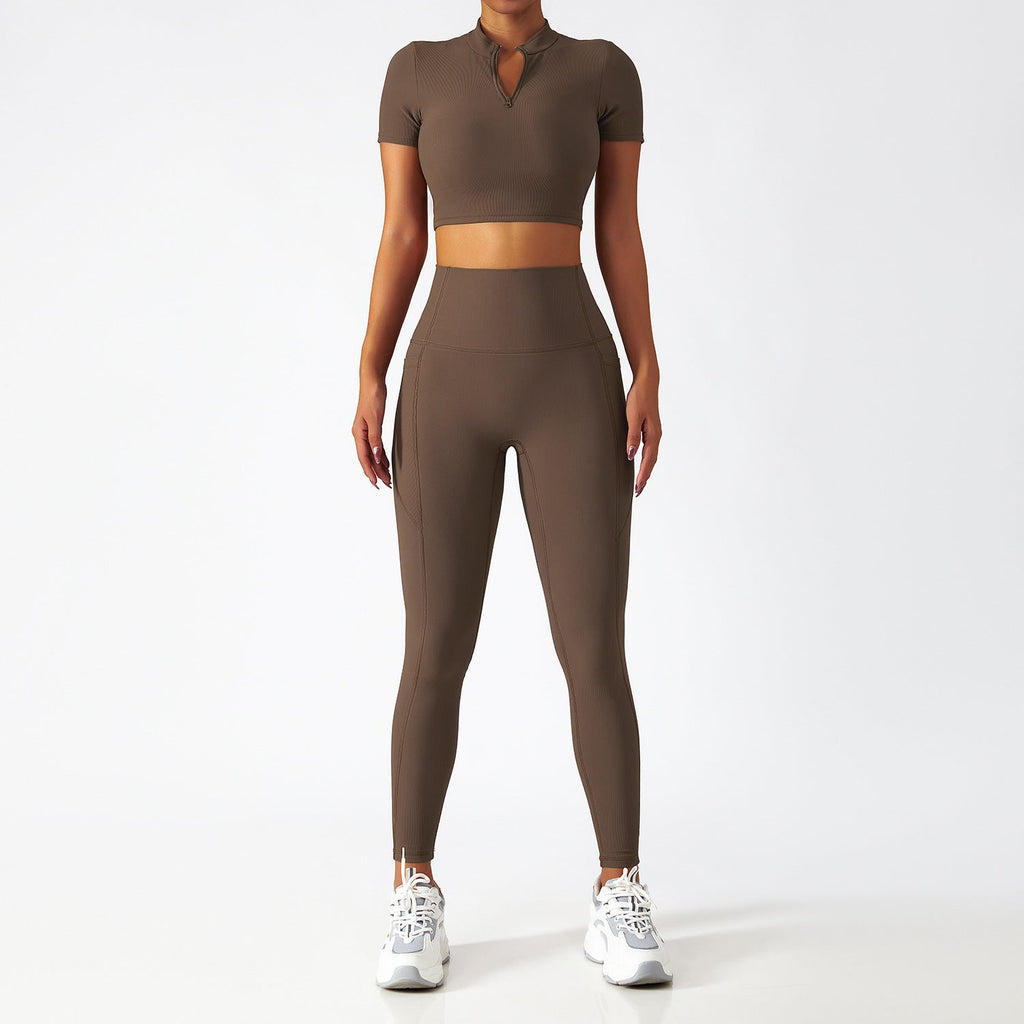 Breathable Zipper Long Sleeve Yoga Suit