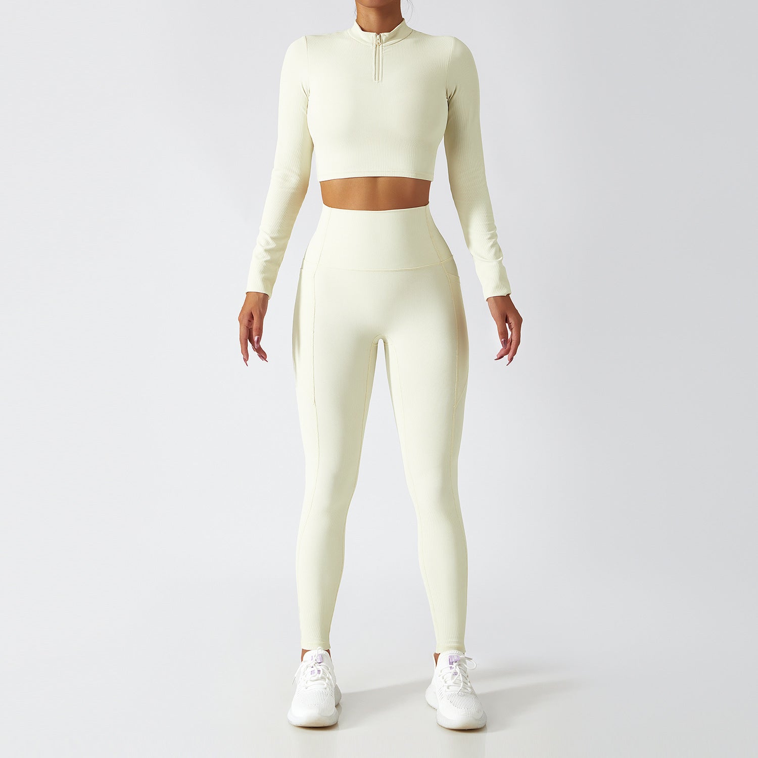 Breathable Zipper Long Sleeve Yoga Suit