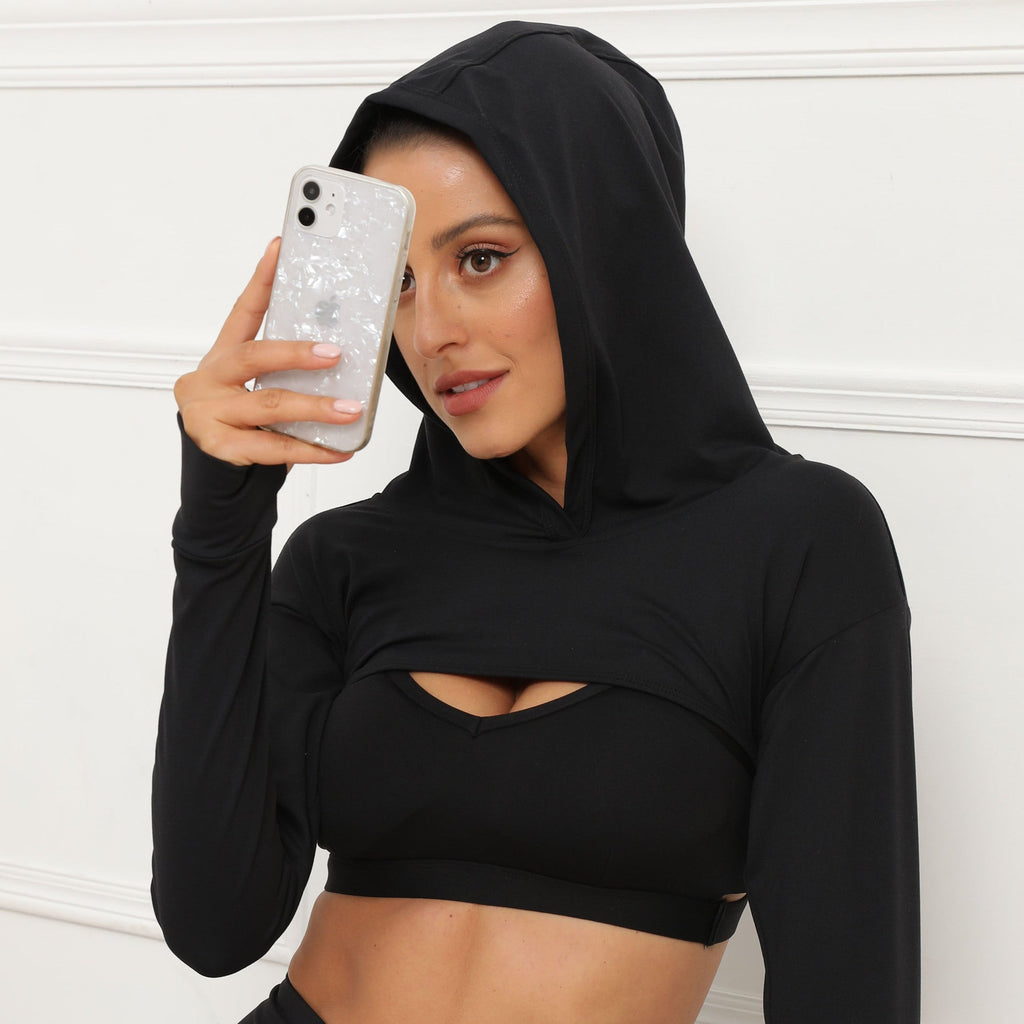 Long Sleeve Hooded Yoga Top